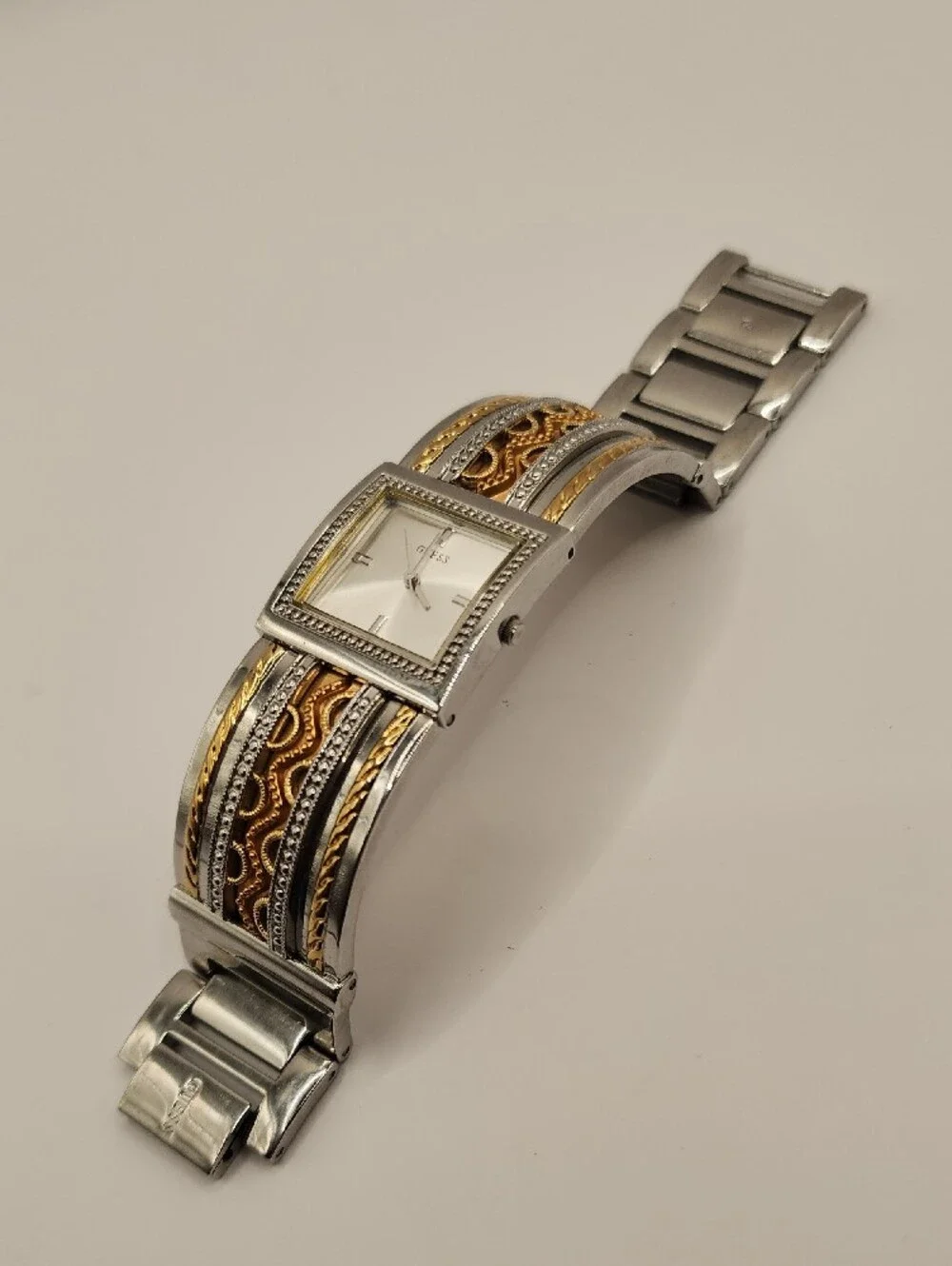 GUESS Two-Tone Gold & Silver Decorative Cuff Watch